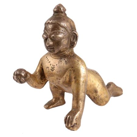 Brass Baby Krishna Laddu Gopal Statue