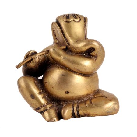 Brass Murli Ganesha Statue
