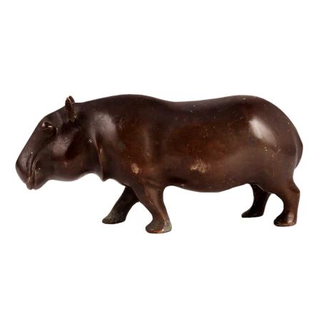 Brass SafariÂ Hippopotamus Statue In Dark Finish