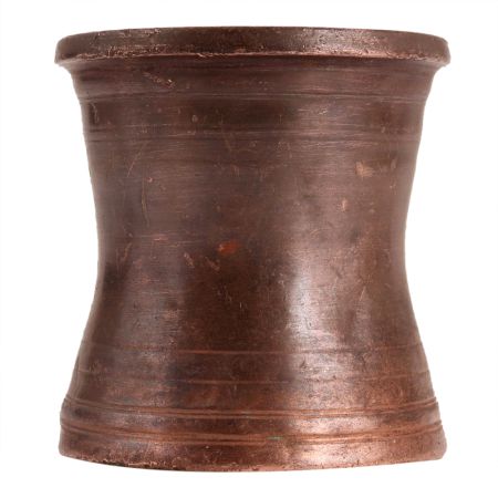 Brass Curved Panch Patra Cup In Dark Patina