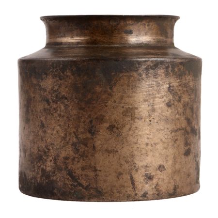 Vintage Broad Brass Water Pot In Antique Finish