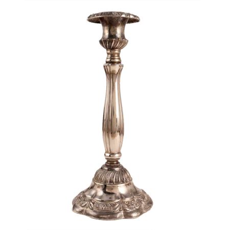 Decorative White Metal And Glass Pillar Candle Holder