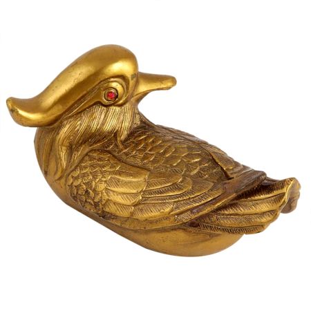 Golden Mendarian Duck Feng Shui Statue Made With Fish Bone