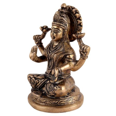 Brass Goddess Laxmi  Statue Sitting In Blessing Pose