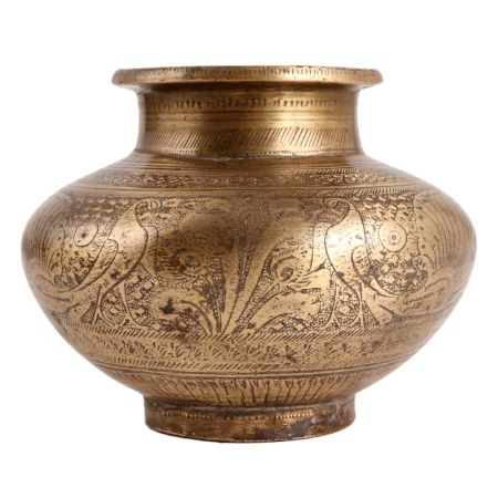 Brass Peacock Design Carved Water Pot