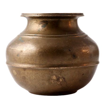 Brass Round Pot In Dark Finish