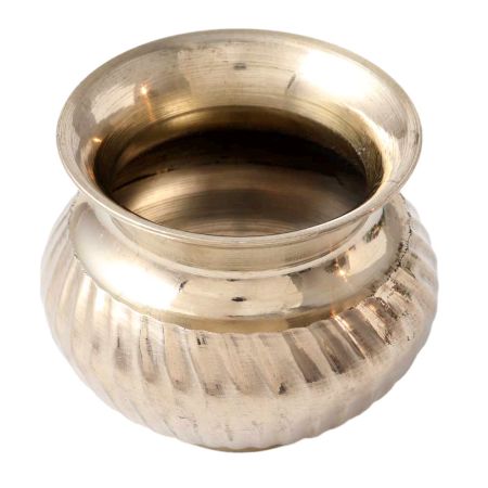 Brass Fluted Water Storage Pot In Silver Finish
