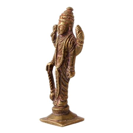 Lord Vishnu Statue Holding Club In Brass