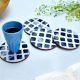 Wooden And Resin Blue Moroccan Pattern Coasters In Set Of 4
