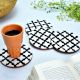 Black Moroccan Wood And Resin Coasters In Set Of 4