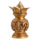 Brass Kalash Pot Engraved With Lakshmi Ganesh Motifs