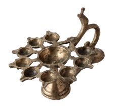 Handmade Old Brass Snake Temple Oil Lamp or Arti