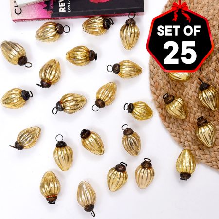 25 Pieces Tiny Golden Glass Ornaments In Geometrical Shape