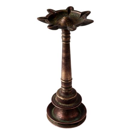 Brass 7 Wick Oil Lamp Worship From Kerala
