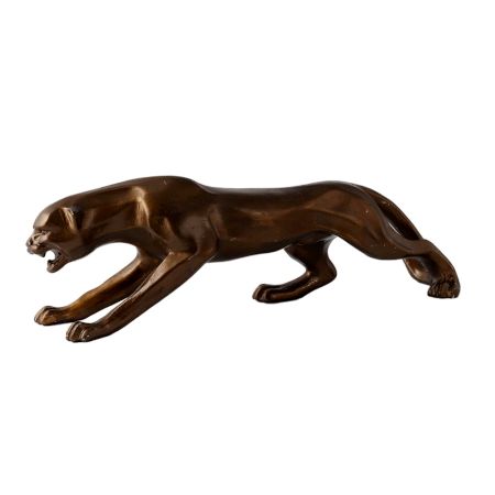 Handcrafted Resin Panther Figurine in Antique Finish