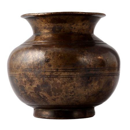 Vintage Finish Brass Carving Pot