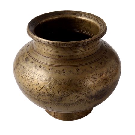 Old Ornate Brass Kalash Pot