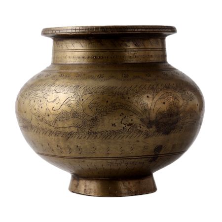 Old Ornate Brass Kalash Pot