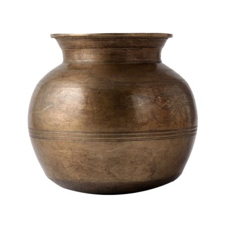 Intricately Fine Indian Brass Water Lota Pot