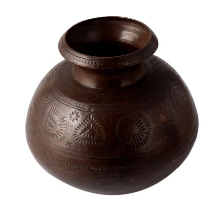 Brass  Ghada Planter Pot In Dark Finish