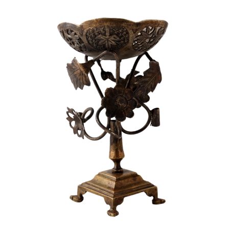 Brass Incense burner Stand With Leaves foliage