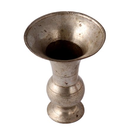 South Indian Brass Vase Urn In Silver Finish