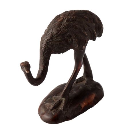 Bird Zoo Ostrich Walking BrassÂ Sculpture