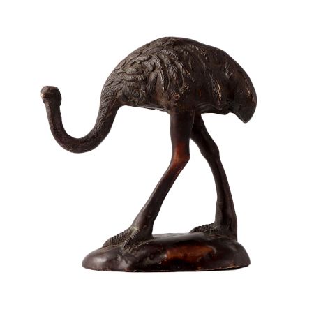 Bird Zoo Ostrich Walking BrassÂ Sculpture