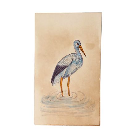 Miniature Water Color Painting Great Blue Heron Bird