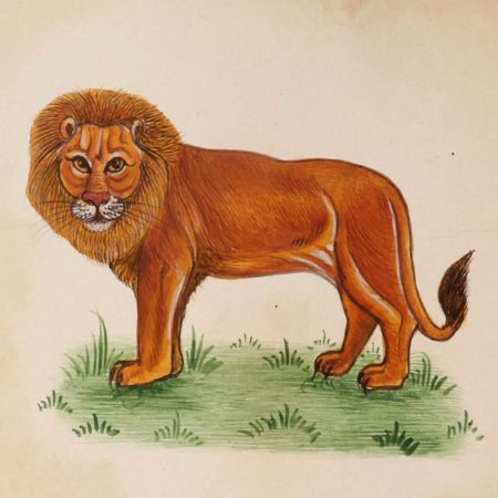 Miniature Watercolor Painting Of Majestic King of the Animal Kingdom