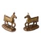 Pair Of Brass Raised Up Horses Statues