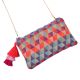 Geometric Multicolor Jacquard Fabric Zipper Sling Bag