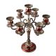 Baroque style five-light brass candlestick With Red Enamel Work