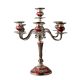 Baroque style five-light brass candlestick With Red Enamel Work