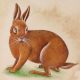 Brown Rabbit Canvas Water Color Painting