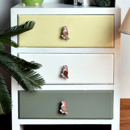 Brown Feather Ceramic Bird Knob