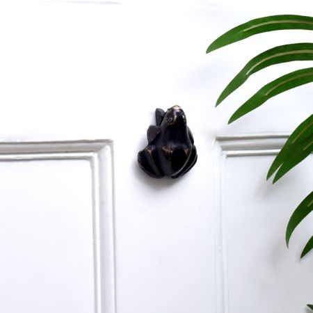 Handmade Rustic Brass Frog Door Knocker With Patina