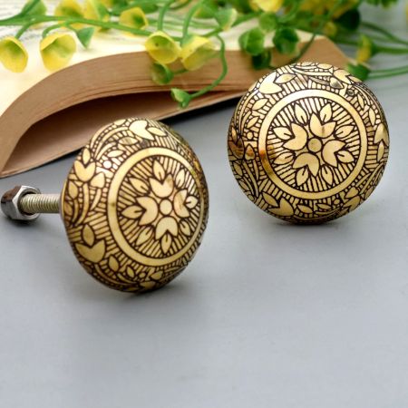 Brass Floral Dresser Knobs