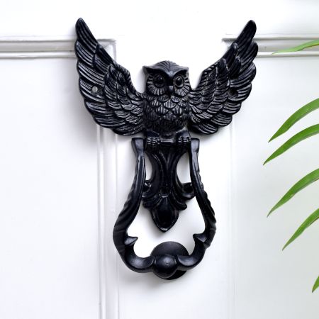 Black Owl Iron Door Knocker