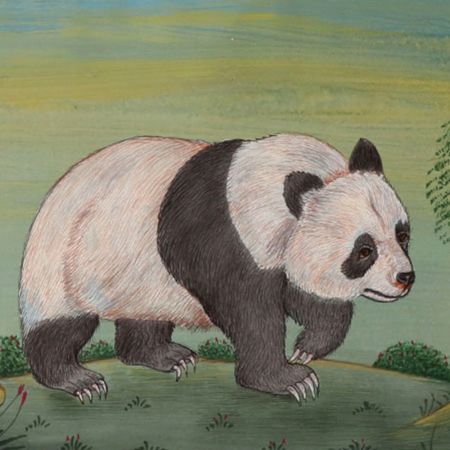 Panda in the Bamboo Grove Water Color painting