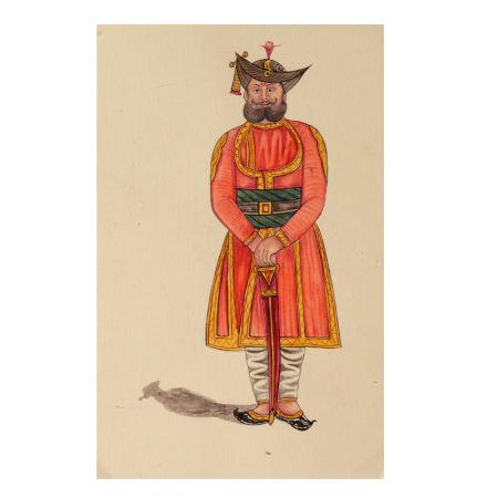 Watercolor Painting of a Rajput Maharajah