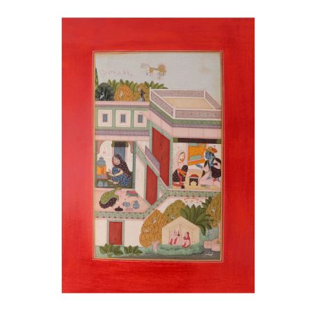 Cloth Painting Of Krishna and Radha In Paus Month