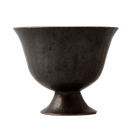 Brass Mughal Period Pedestal Vase In Dark Finish