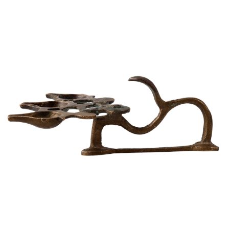 Three Wick Brass Arti lamp with Cobra Handle
