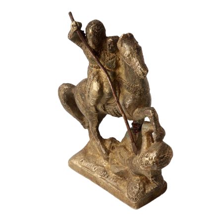 Brass Warrior Riding On Horse Statue