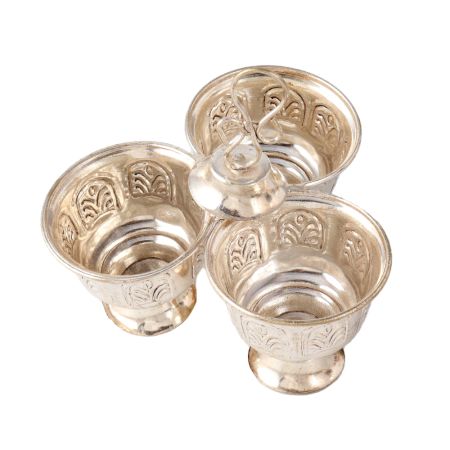 Brass kumkum Tribal holder In Silver Finish  for puja