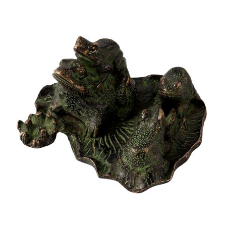 Brass Centerpiece Frog Buddy Pair StatueÂ In Dark Finish