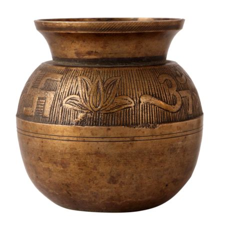 Holy Water Pot made of Brass with Om and Swastik Symbol
