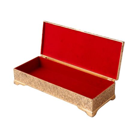 Carved Golden Metal Jewelry Box