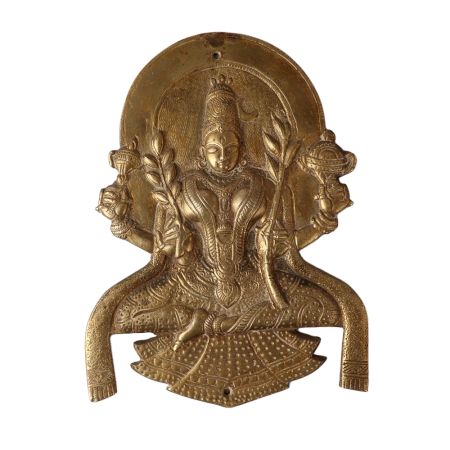 Brass Laxmi Plate In Dark Patina Finish
